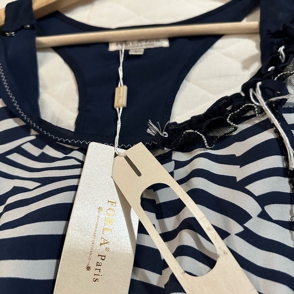 Forla Paris Womens Size L Jumpsuit Sleeveless Striped Pockets Lightweight Boho - Picture 8 of 16